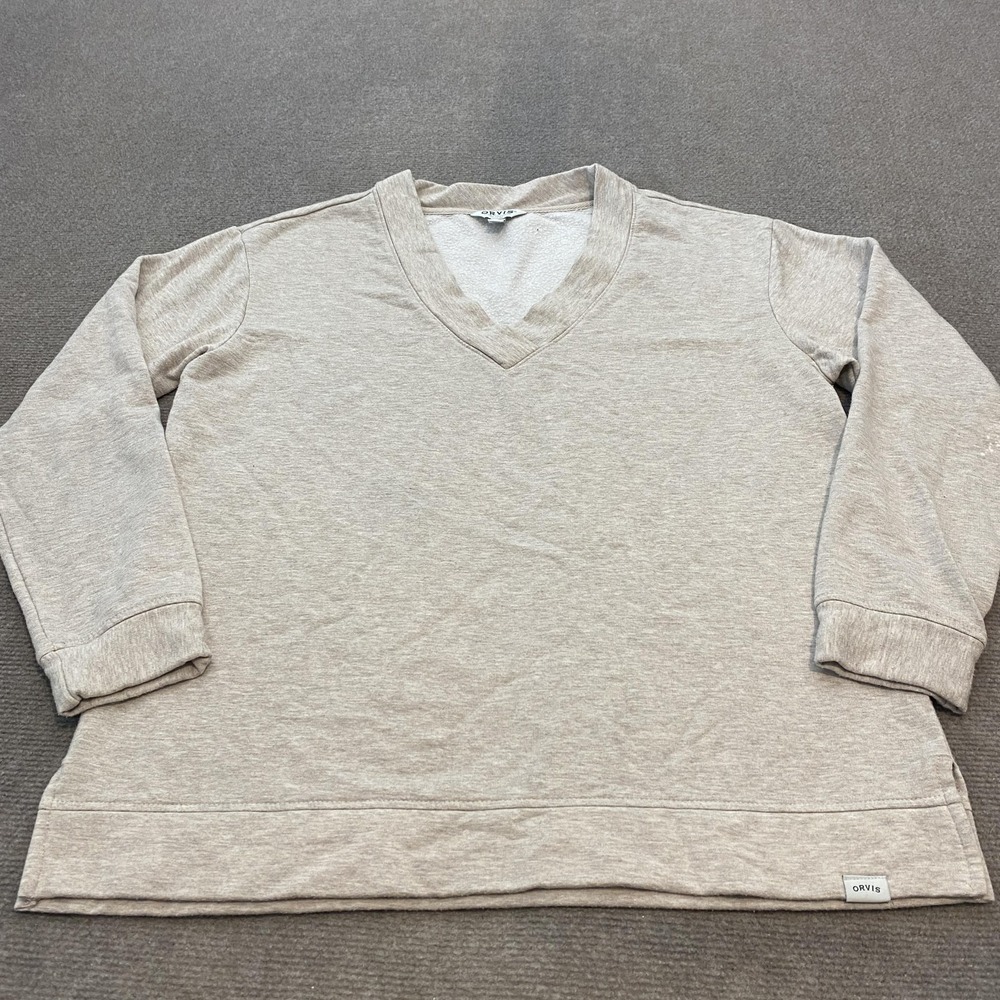 Orvis Sweater Mens Medium Beige V Neck Pullover Classic Collection‎ Cozy Casual